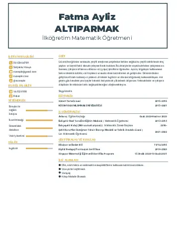 Matematik Öğretmeni Cv Örnekleri cv indir